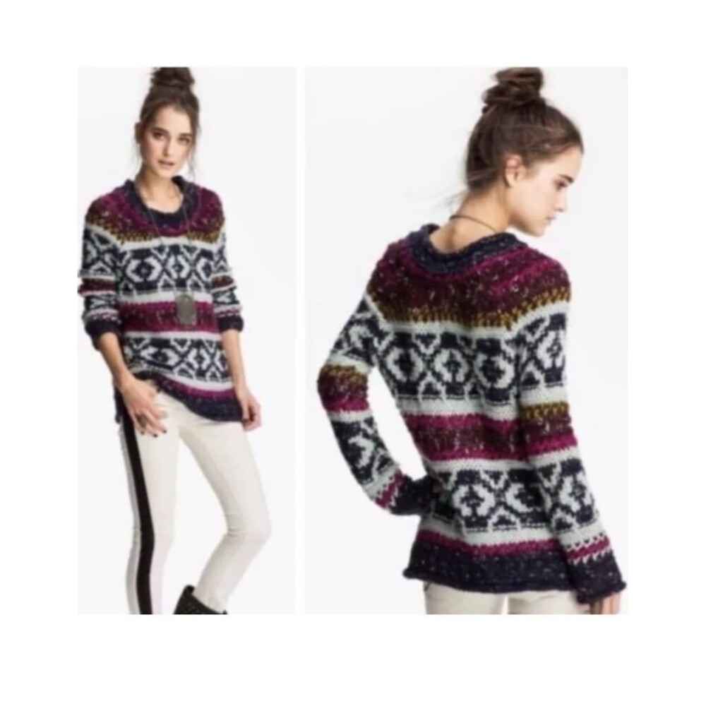 Free People Silver Reed Fair Isle Sweater size xs